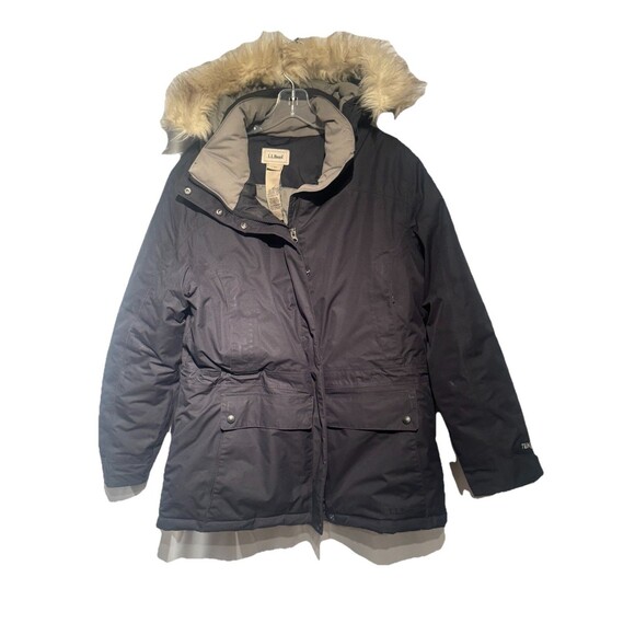 LL Bean Baxter State Tex Parka Womens Lrg Faux Fur Hood Coat Goose Down Jacket - Picture 1 of 12